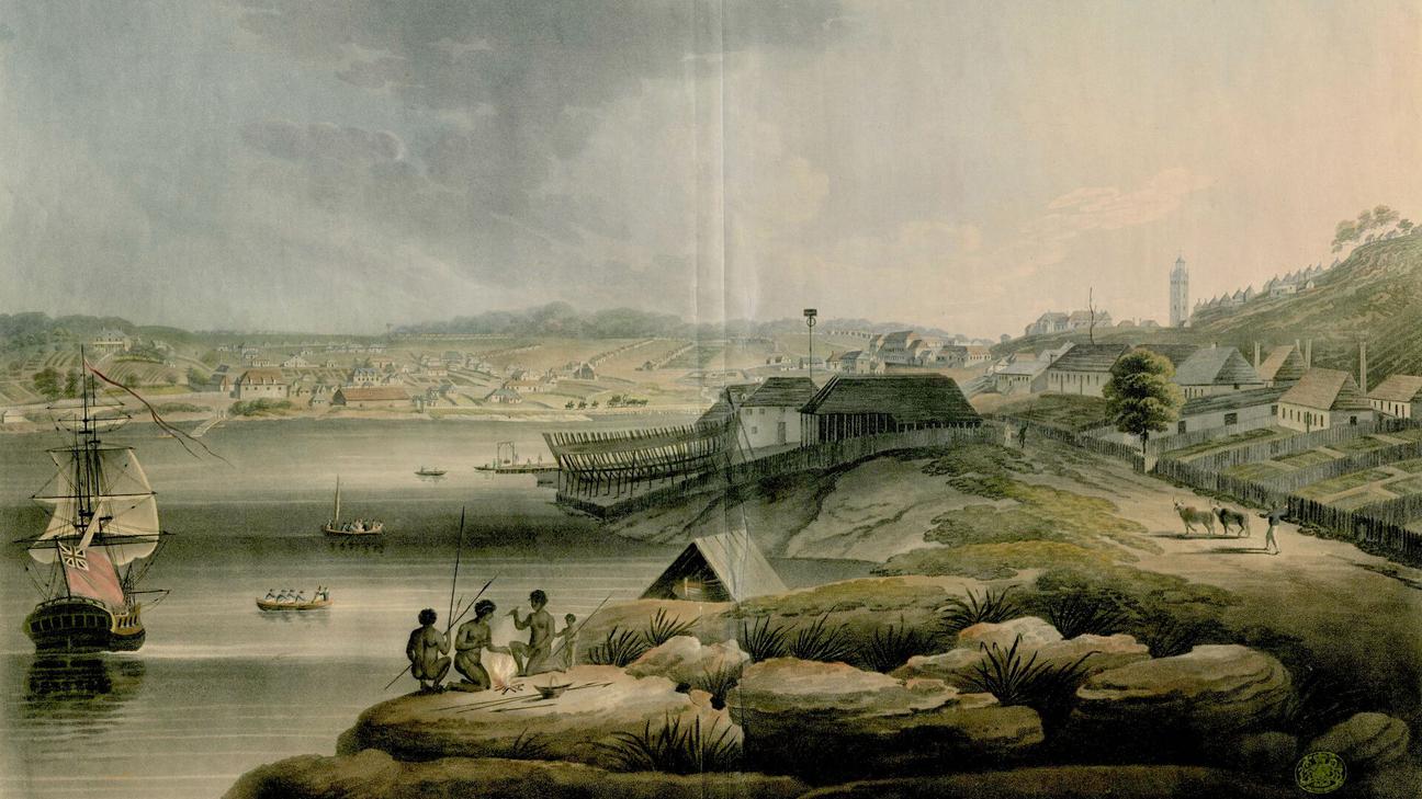 A photo of Historic map of Sydney Cove and the convict settlement of The Rocks in 1808